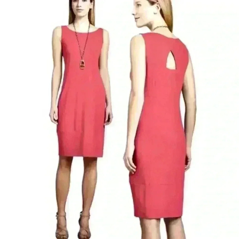 Eileen Fisher Coral Jersey Back Cutout Tank Dress Size XS